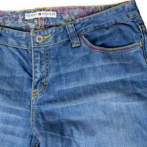 Tommy Hilfiger Straight Leg Jeans Size 12 Floral Waistband - Picture 2 of 9